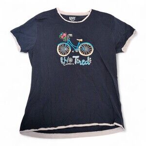 Lazy One Women's Blue Bicycle‎ Graphic Tee - Size M